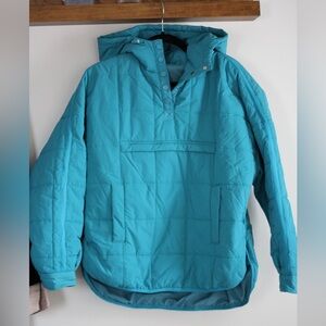 Blue Quilted Hooded puffer Jacket